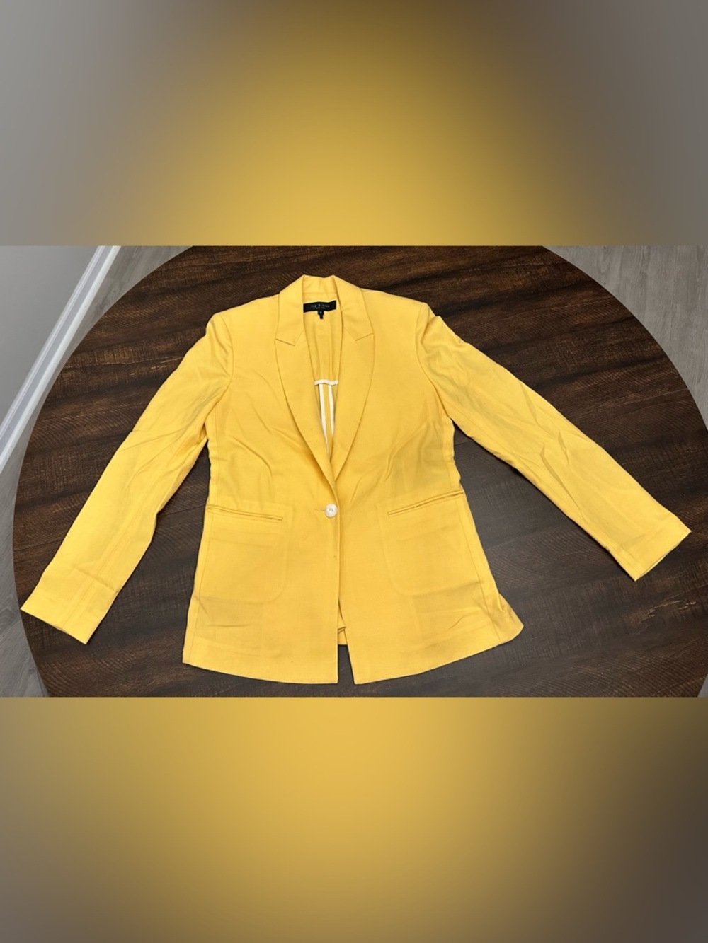 Rag & Bone Bonnie Wool Blend Yellow Blazer Jacket Size 6-Spots-